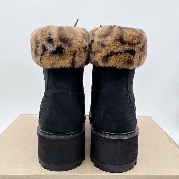 Timberland Kinsley 6-Inch Waterproof Black/Faux Fur Boots Lace Up Platform US 9 - Picture 7 of 12